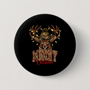 Christmas Deer Camouflage Hunting Camo Reindeer &a 6 Cm Round Badge