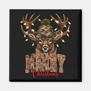 Christmas Deer Camouflage Hunting Camo Reindeer &a Magnet
