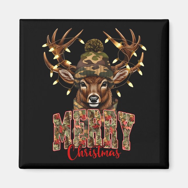 Christmas Deer Camouflage Hunting Camo Reindeer &a Magnet (Front)