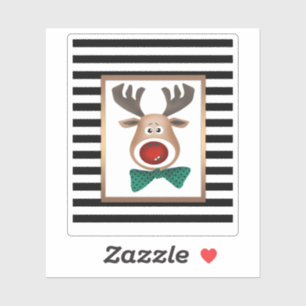 Christmas deer card striped black white celebrate