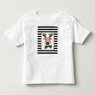 Christmas deer card striped black white celebrate toddler T-Shirt