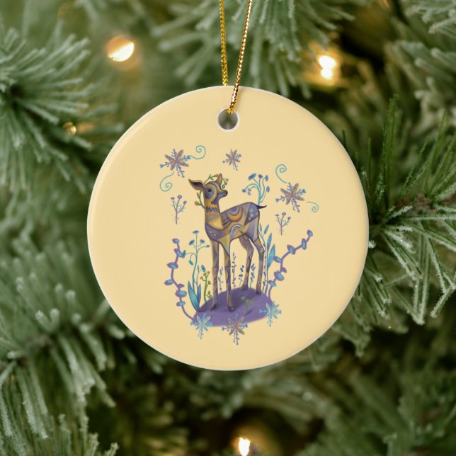 christmas deer ceramic ornament (Tree)