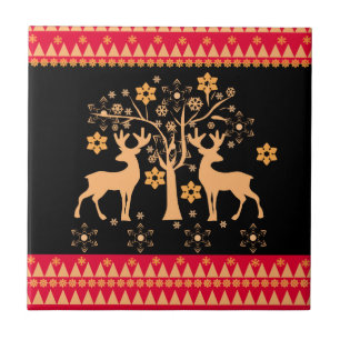 Christmas deer ceramic tile