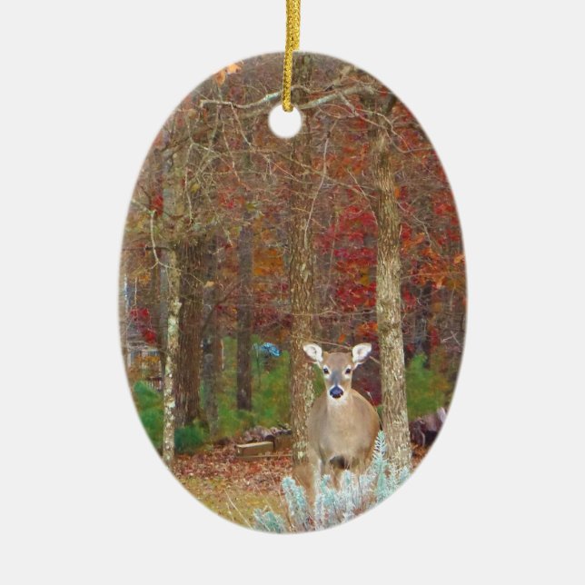 Christmas Deer Ceramic Tree Decoration (Front)