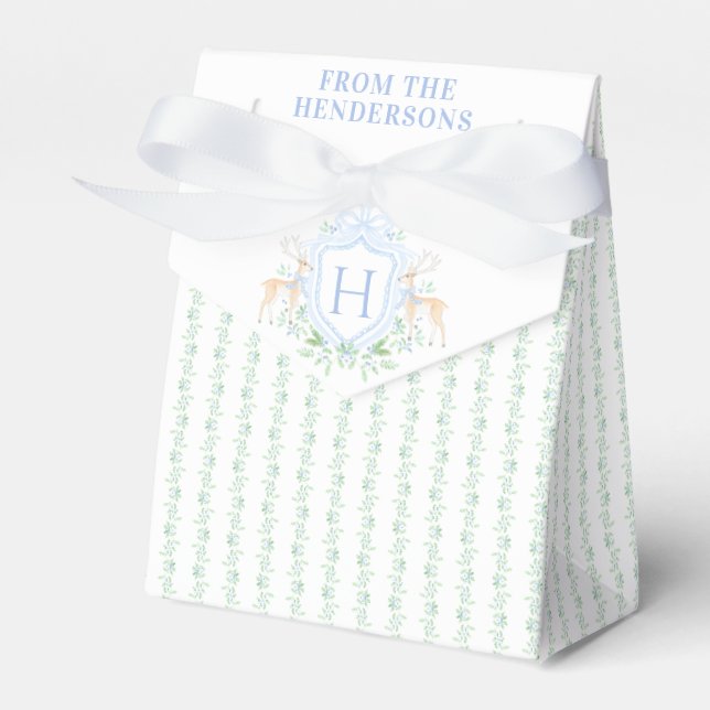 Christmas Deer Crest | Monogram Favour Box (Front Side)