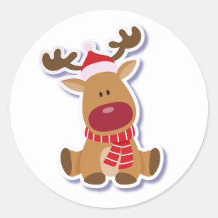 Christmas Deer Delight Classic Round Sticker