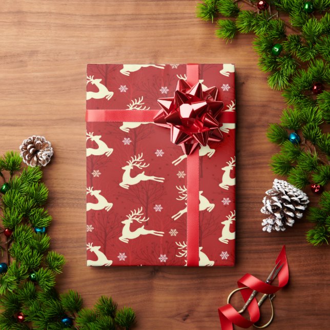 Christmas deer design on bright wrapping wrapping paper (Holiday Gift)