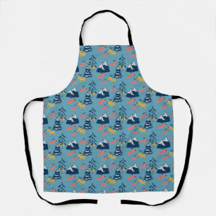 Christmas ,deer ,forest, Christmas trees, holiday Apron