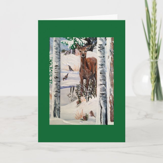 Christmas Deer & Friends Holiday Card (Front)