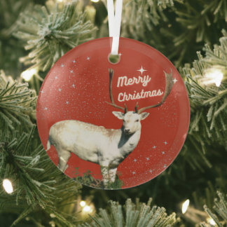 Christmas Deer Glass Tree Decoration
