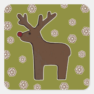 Christmas deer! green square sticker