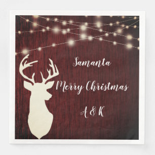 Christmas, deer head, Christmas garland Napkin