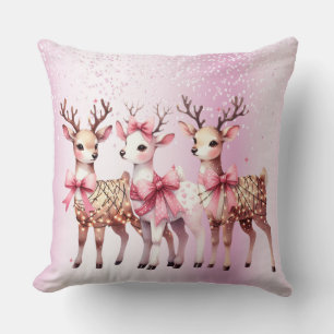 Christmas Deer Holiday Throw Pillow