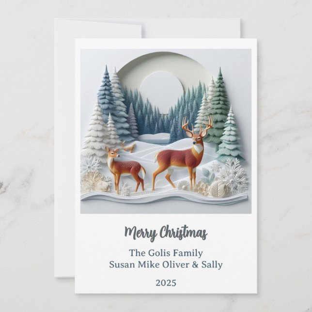 Christmas Deer Holiday Wildlife Personalised Card  (Front)