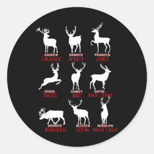 Christmas Deer Hunters All Of Santa's Reindeer Xma Classic Round Sticker