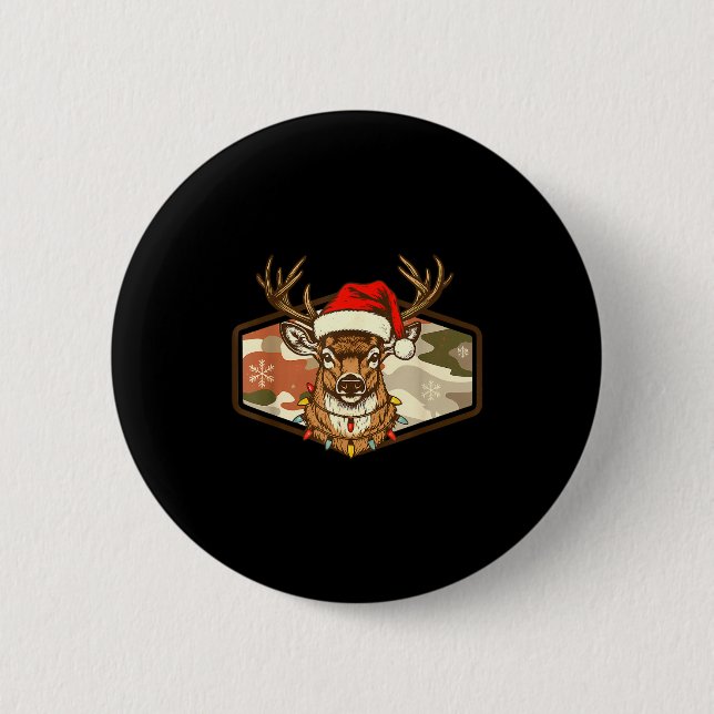 Christmas Deer Hunting Old School Camo, Xmas Hunti 6 Cm Round Badge (Front)