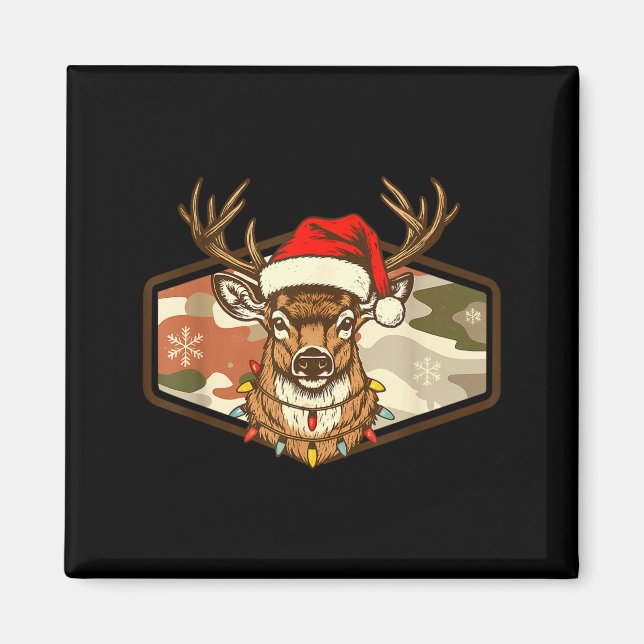 Christmas Deer Hunting Old School Camo, Xmas Hunti Magnet (Front)