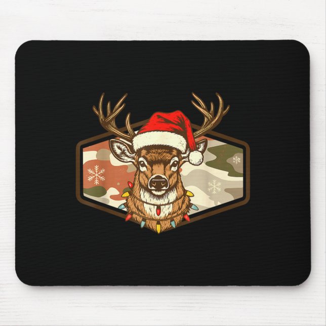 Christmas Deer Hunting Old School Camo, Xmas Hunti Mouse Pad (Front)