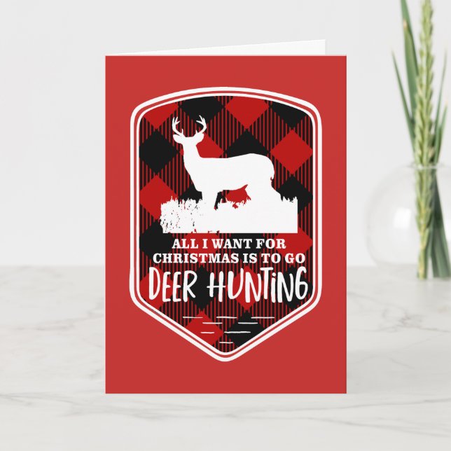 Christmas Deer Hunting Sports Outdoors Quote Holiday Card (Front)