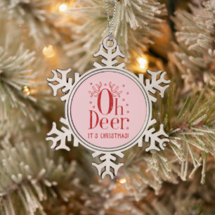 Christmas deer illustration snowflake ornament