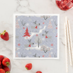 Christmas deer in the forest. Christmas, deer Napkin