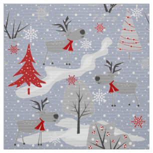 Christmas deer in the forest. fabric
