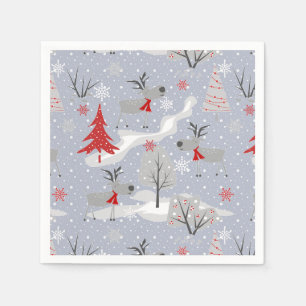 Christmas deer in the forest. napkin