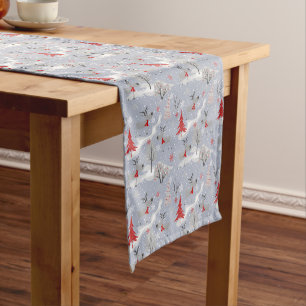 Christmas deer in the forest. short table runner