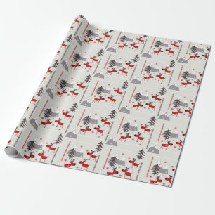 Christmas deer in the forest wrapping paper