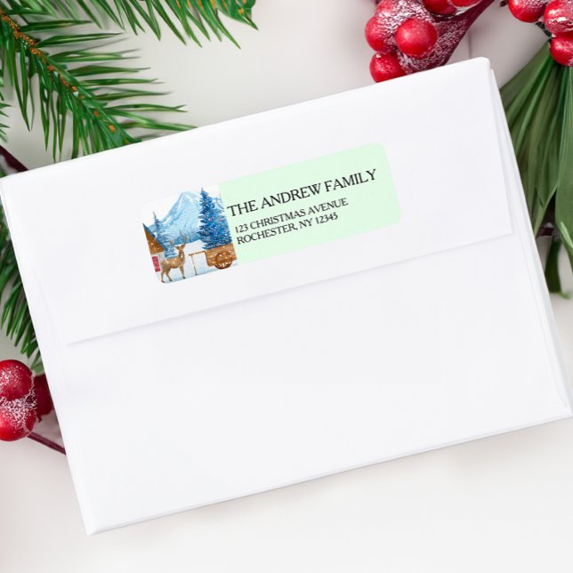 Christmas Deer & Landscape Address Return Address Label (Creator Uploaded)