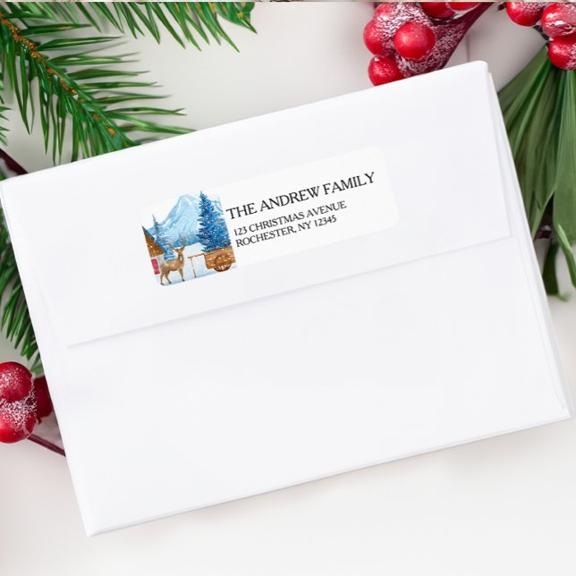 Christmas Deer & Landscape Address Return Address Label (Creator Uploaded)