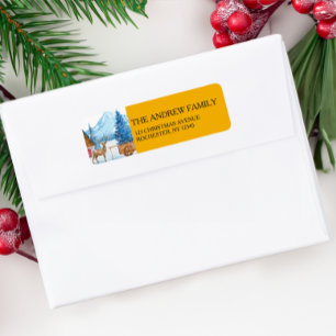 Christmas Deer & Landscape Address Return Address Label