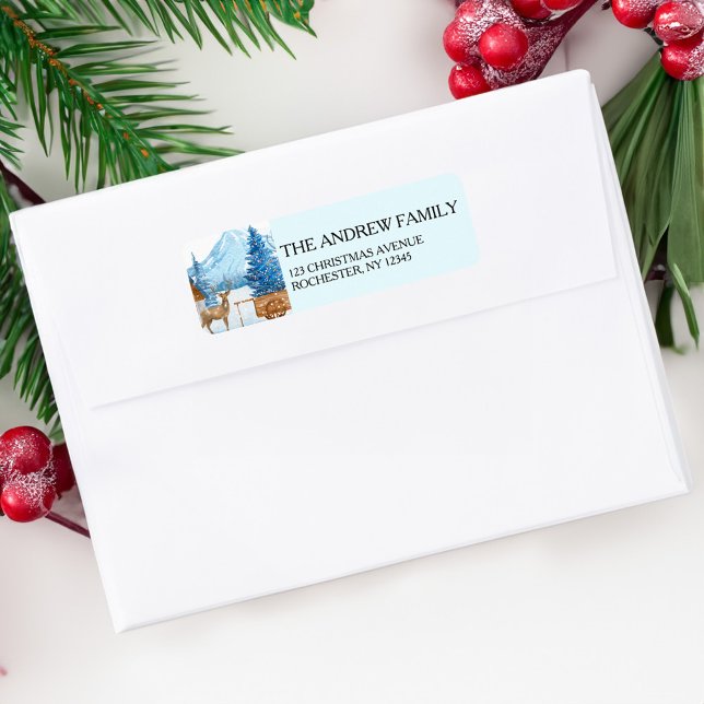 Christmas Deer & Landscape Address Return Address Label (Creator Uploaded)