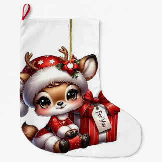 Christmas deer large christmas stocking