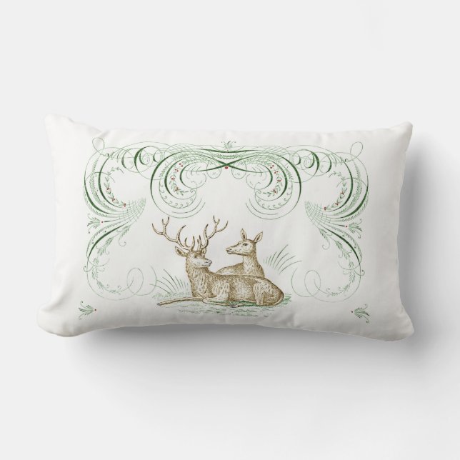 Christmas Deer Lumbar Cushion (Front)
