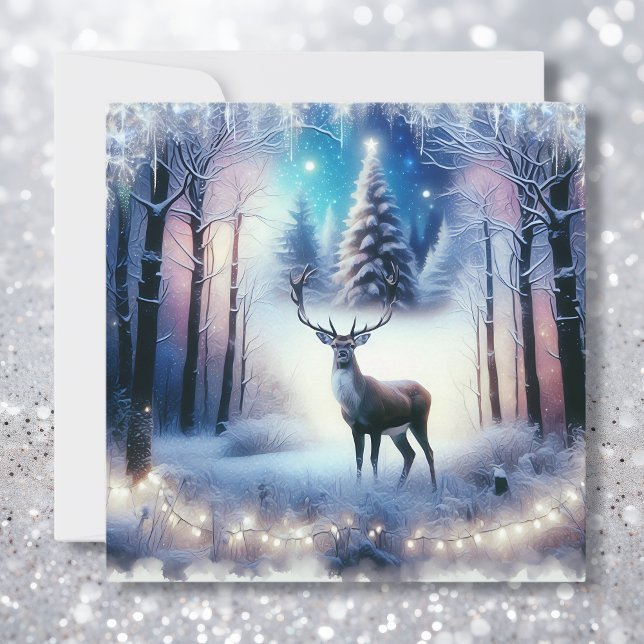Christmas Deer Magical Enchanted Winter Forest Holiday Card (Creator Uploaded)