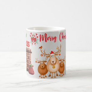 Christmas deer, merry chrismas coffee mug
