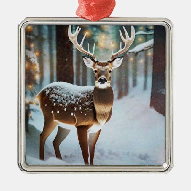 Christmas Deer  Metal Ornament (Front)