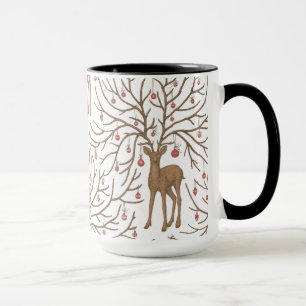 Christmas deer on white mug