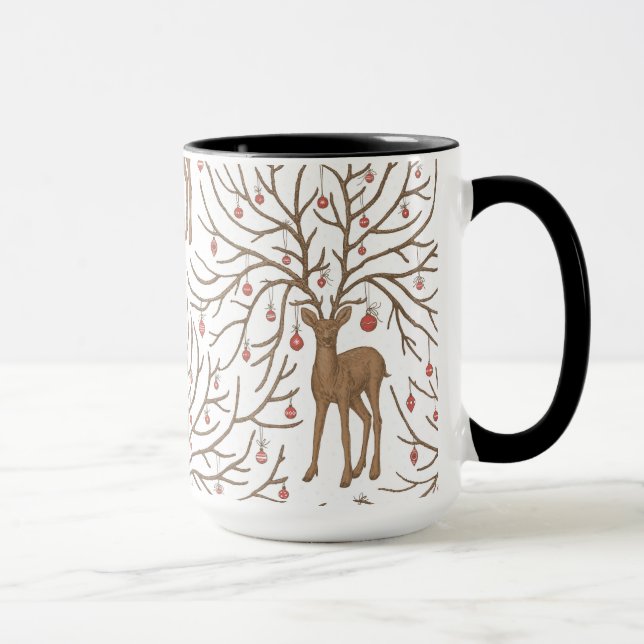Christmas deer on white mug (Right)