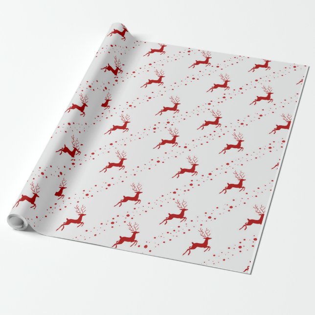 Christmas Deer Pattern Art Wrapping Paper (Unrolled)