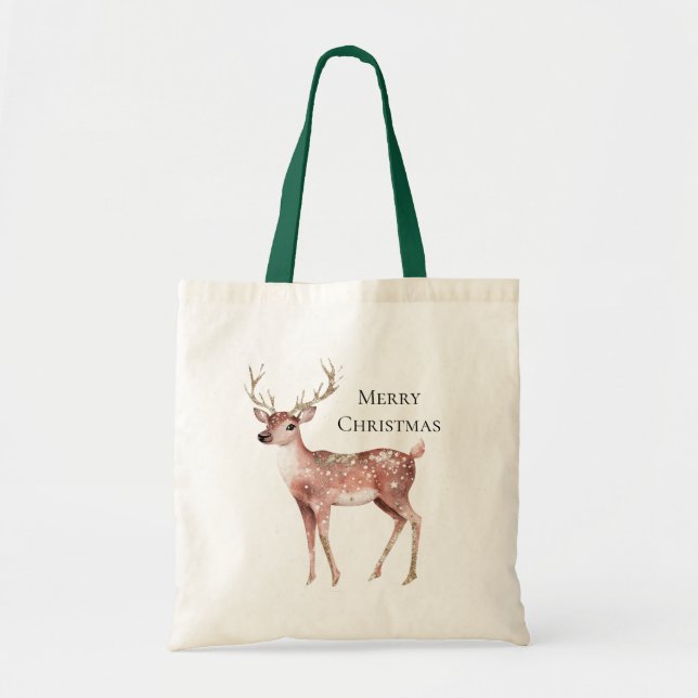 Christmas Deer Personalised Tote Bag (Front)