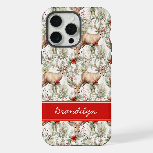 Christmas Deer Phone Case | Personalized Name (Back)
