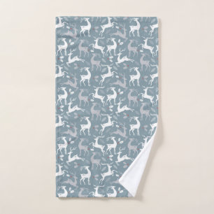 Christmas Deer Prancing With Holly Kitchen Hand Towel