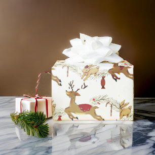 Christmas Deer   Rabbit Wrapping Paper