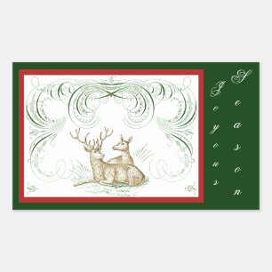 Christmas Deer Rectangular Sticker