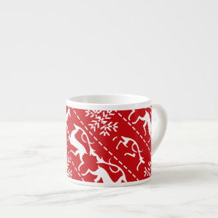 Christmas Deer Red and White Holiday Pattern Espresso Cup
