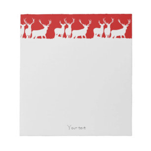 Christmas deer reindeer holiday simple classic red notepad