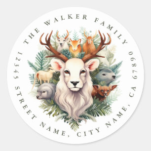 Christmas Deer Round Stickers