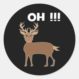 Christmas Deer Season Cute Festive Retro Style  Classic Round Sticker